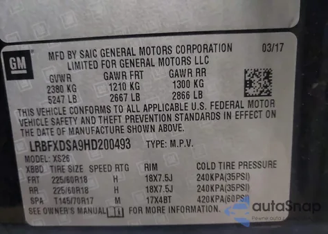 2017 Buick Envision Essence from USA, damaged, VIN LRBFXDSA9HD200493